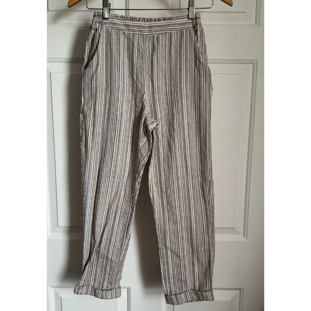 Sienna Sky Womens Pull On Black & White Striped‎ Cotton Pants Small
